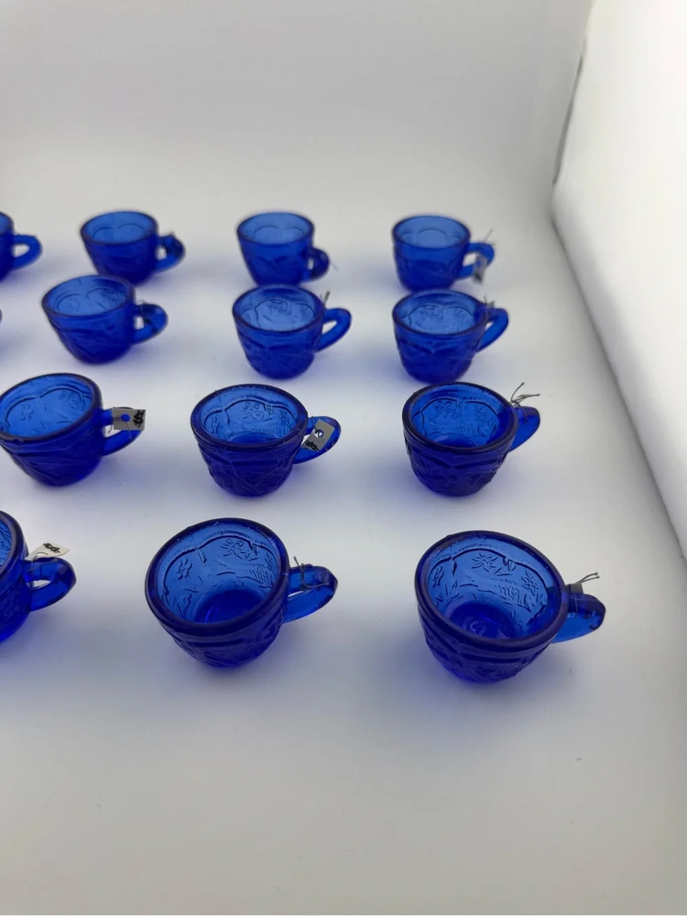 Vintage 16 miniature cobalt blue glass cups Excellent condition